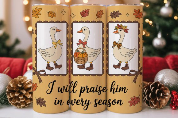 Autumn Geese Christian 20oz Skinny Tumbler Wraps