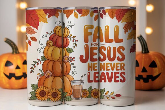 Fall for Jesus Coffee Pumpkin Tumbler Wraps