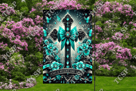 Jesus Lord Savior Cross Garden Flag