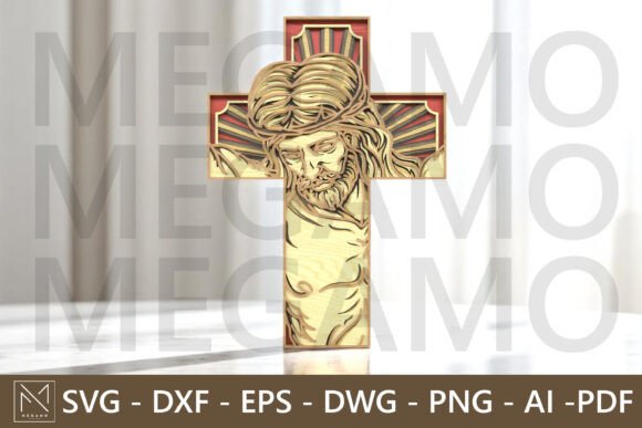 Jesus on Cross Layered SVG Wall Decor