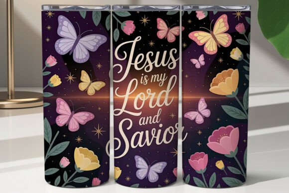 Jesus Savior Butterfly Tumbler Wrap