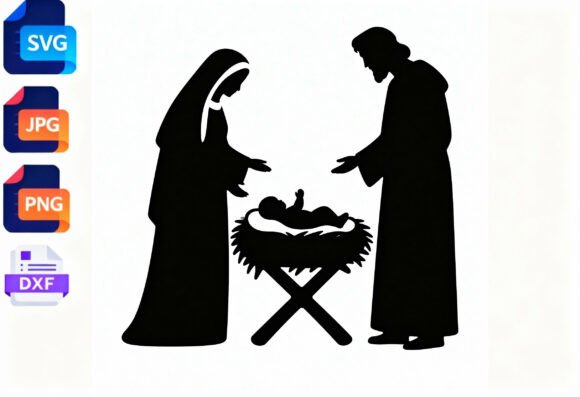 Nativity Scene Silhouette SVG – Jesus for Crafts