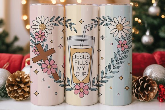 Pink Daisy Cross Christian Tumbler Wraps