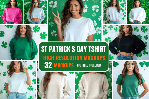 St Patrick’s Day T-Shirt Mockup Bundle: Product Mockups